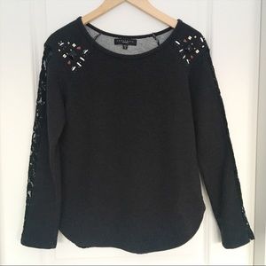 Sanctuary Clothing Embellished Charcoal Sweater